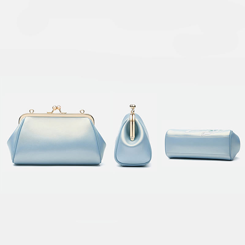 Abendtasche mit Perlenkette und Lotusstickerei