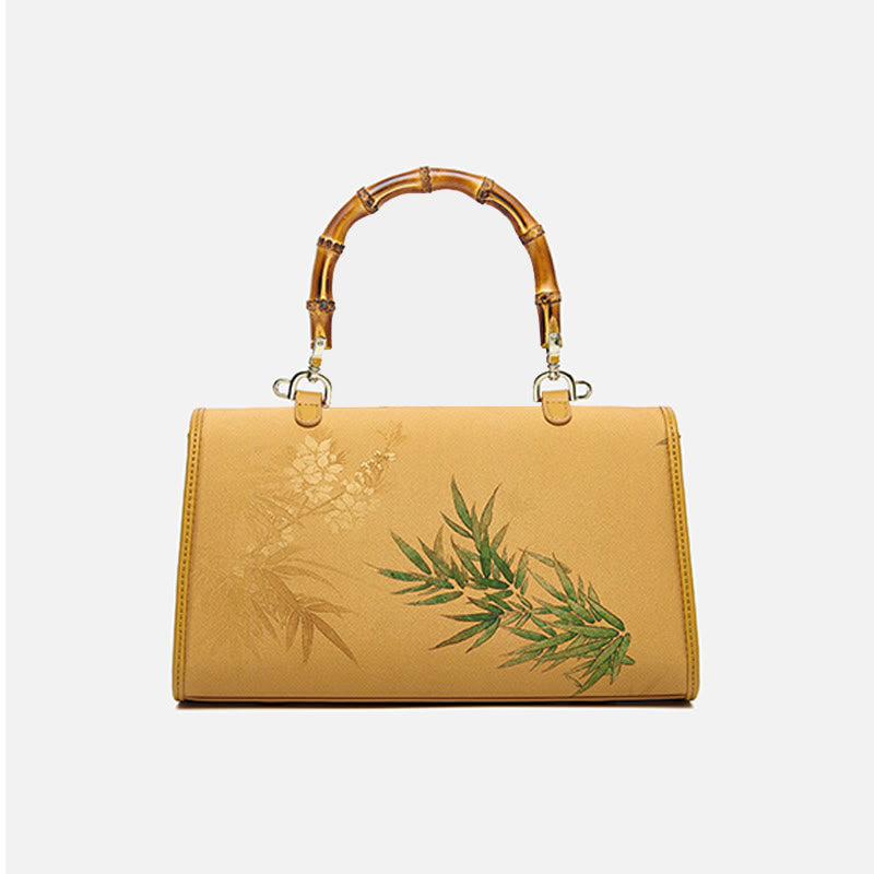 XiangYunSha Abendtasche aus Seide mit Bergmalerei und Bambusgriff