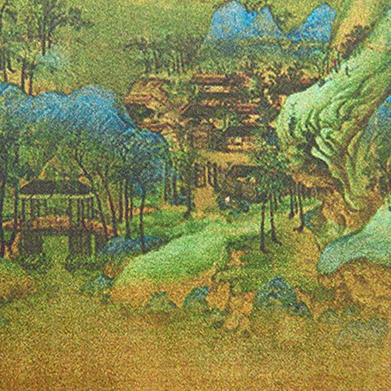 XiangYunSha Abendtasche aus Seide mit Bergmalerei und Bambusgriff