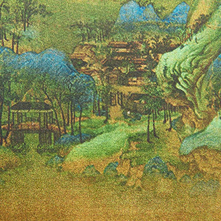 XiangYunSha Abendtasche aus Seide mit Bergmalerei und Bambusgriff