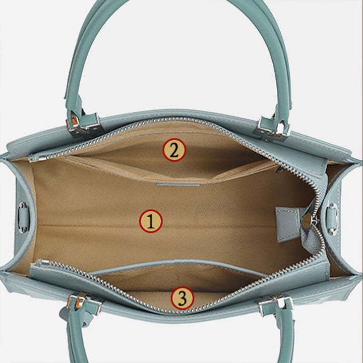 Handtasche aus echtem Leder mit Magnolienblumen-Stickerei