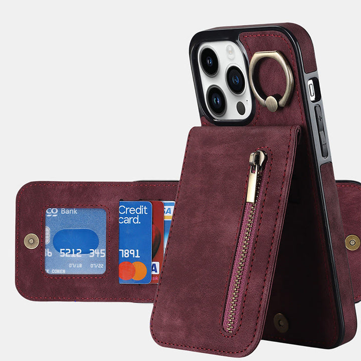 RFID-blockierende Handyhülle aus Kunstleder, Brieftaschen-Kartenhalter für das iPhone