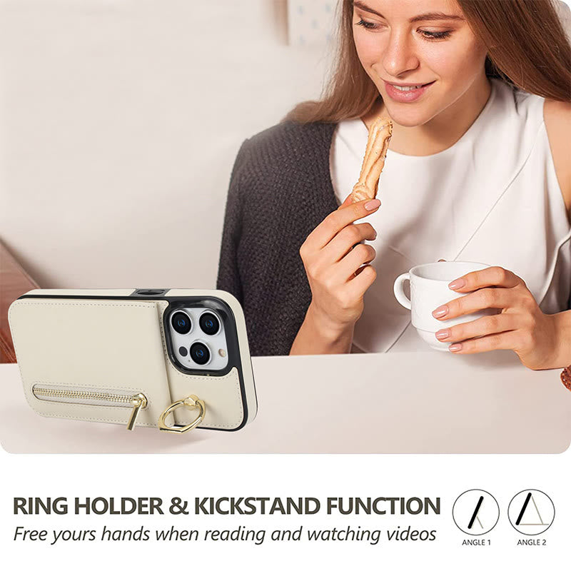 RFID-blockierende Handyhülle aus Kunstleder, Brieftaschen-Kartenhalter für das iPhone