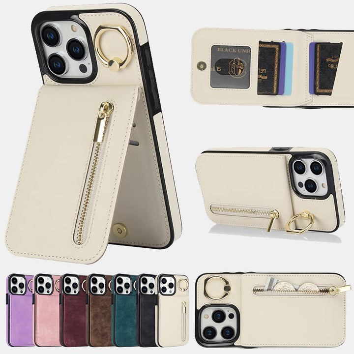 RFID-blockierende Handyhülle aus Kunstleder, Brieftaschen-Kartenhalter für das iPhone