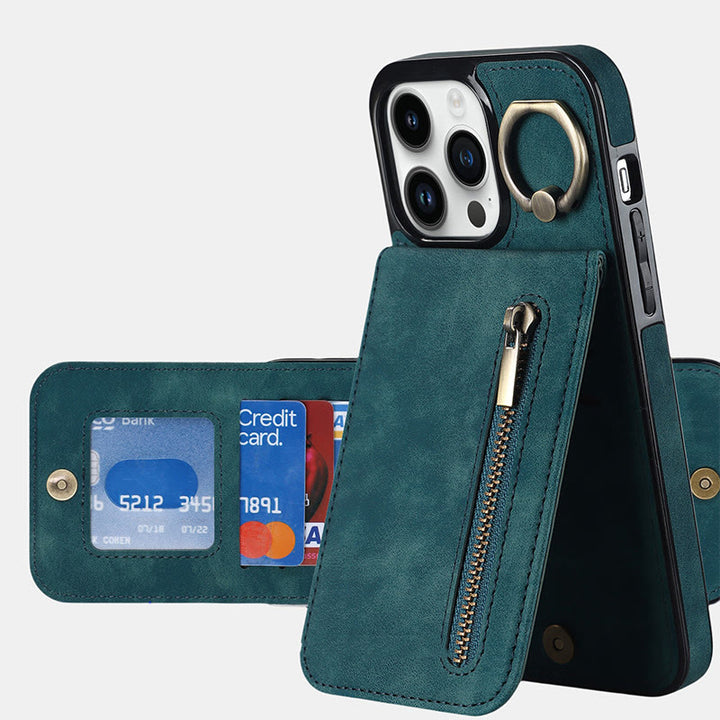 RFID-blockierende Handyhülle aus Kunstleder, Brieftaschen-Kartenhalter für das iPhone