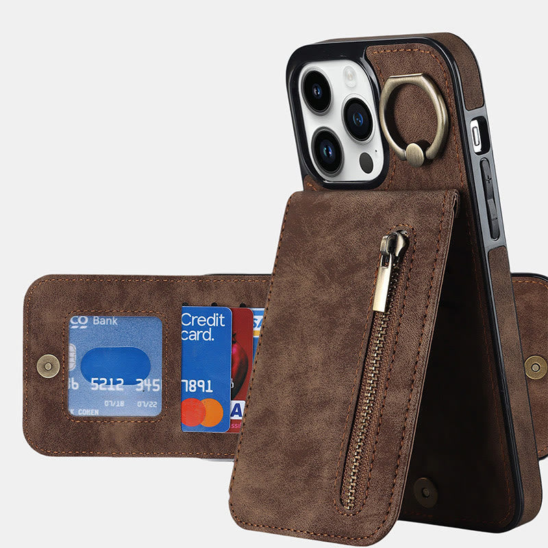 RFID-blockierende Handyhülle aus Kunstleder, Brieftaschen-Kartenhalter für das iPhone