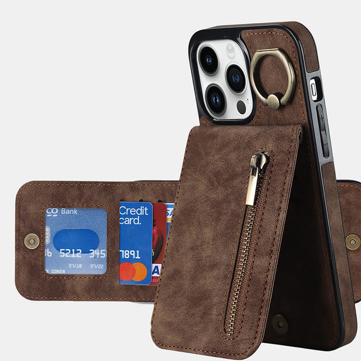 RFID-blockierende Handyhülle aus Kunstleder, Brieftaschen-Kartenhalter für das iPhone