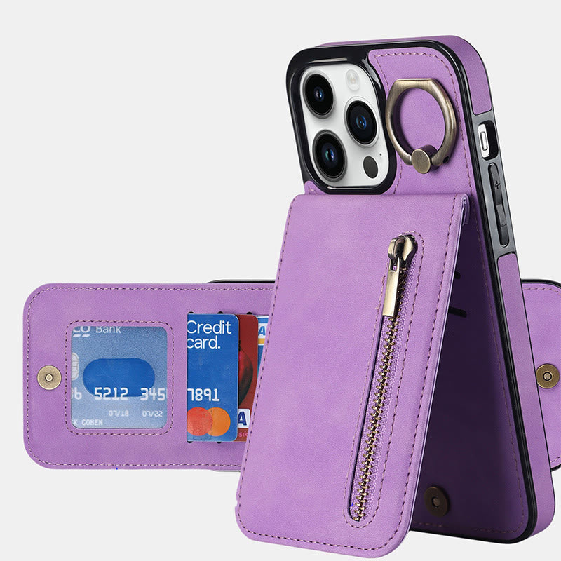 RFID-blockierende Handyhülle aus Kunstleder, Brieftaschen-Kartenhalter für das iPhone