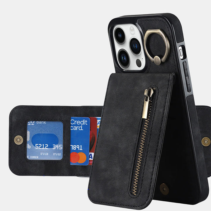 RFID-blockierende Handyhülle aus Kunstleder, Brieftaschen-Kartenhalter für das iPhone