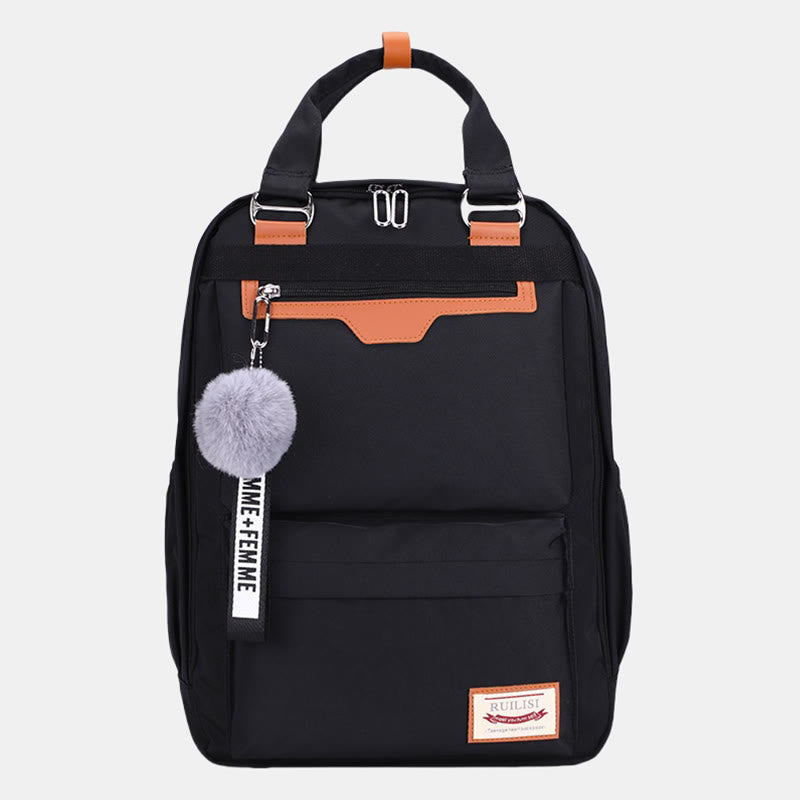 Modischer Patchwork-Rucksack mit Farbblockdesign und mehreren Taschen