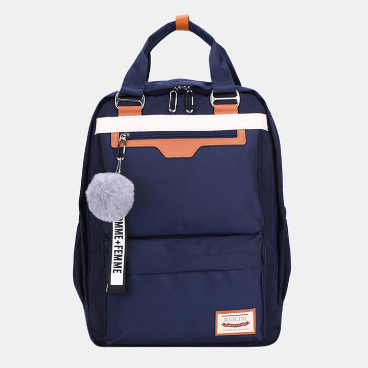 Modischer Patchwork-Rucksack mit Farbblockdesign und mehreren Taschen