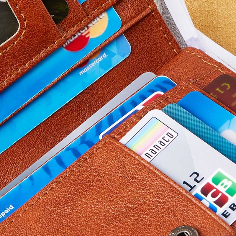 Retro RFID-blockierende zweifach faltbare Lederbrieftasche für Herren mit Reißverschlussfach