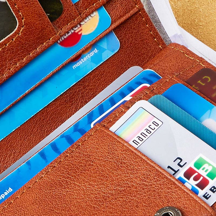 Retro RFID-blockierende zweifach faltbare Lederbrieftasche für Herren mit Reißverschlussfach