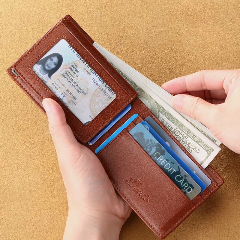 Kleine, kompakte Retro-Geldbörse aus Leder mit RFID-Blockierung für Herren