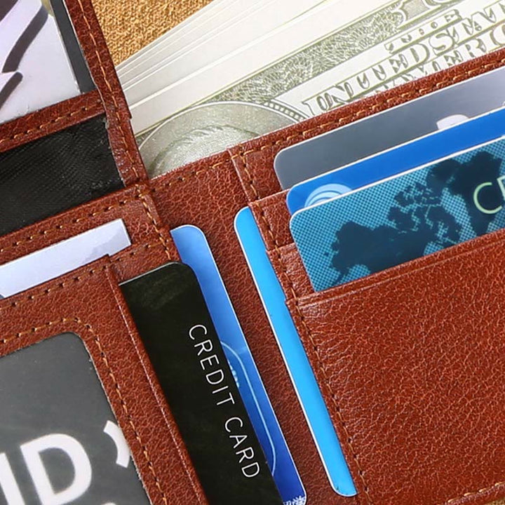 Kleine, kompakte Retro-Geldbörse aus Leder mit RFID-Blockierung für Herren