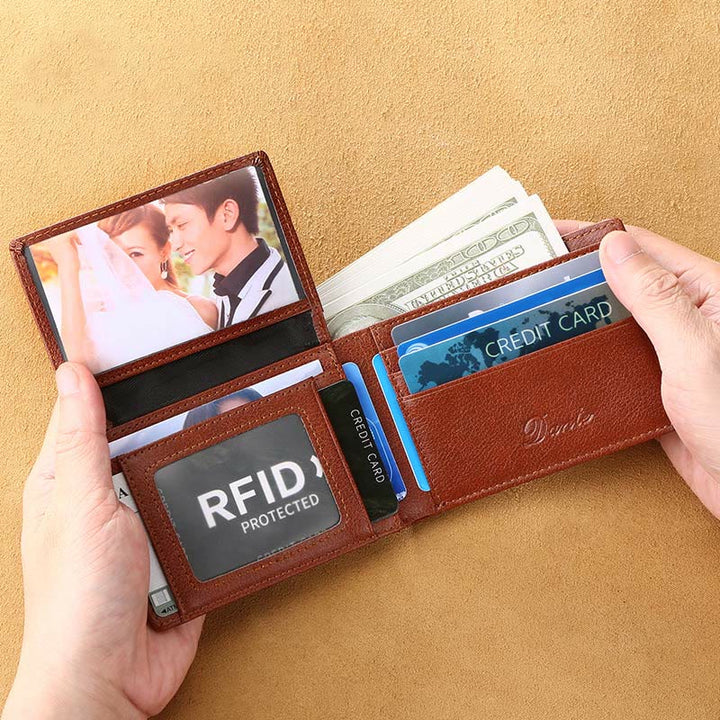 Kleine, kompakte Retro-Geldbörse aus Leder mit RFID-Blockierung für Herren