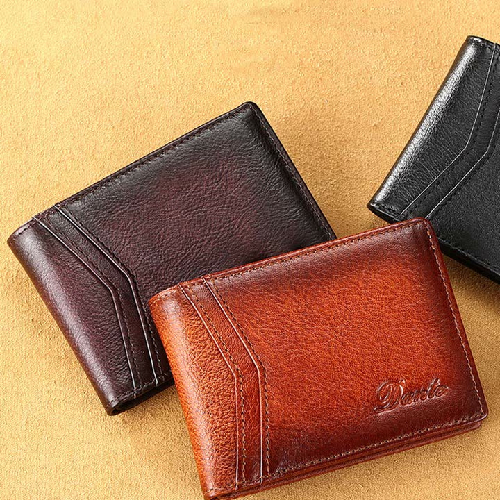 Kleine, kompakte Retro-Geldbörse aus Leder mit RFID-Blockierung für Herren