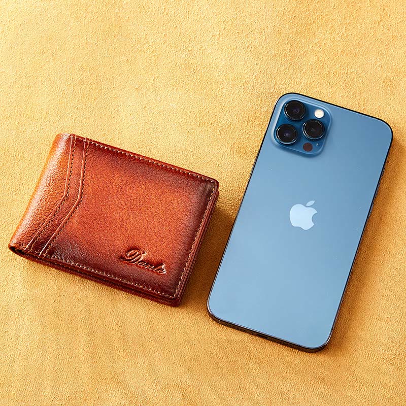 Kleine, kompakte Retro-Geldbörse aus Leder mit RFID-Blockierung für Herren