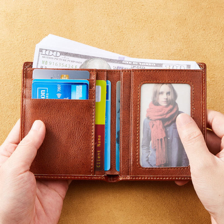 Retro-Geldbörse aus Leder mit RFID-Schutz für Herren