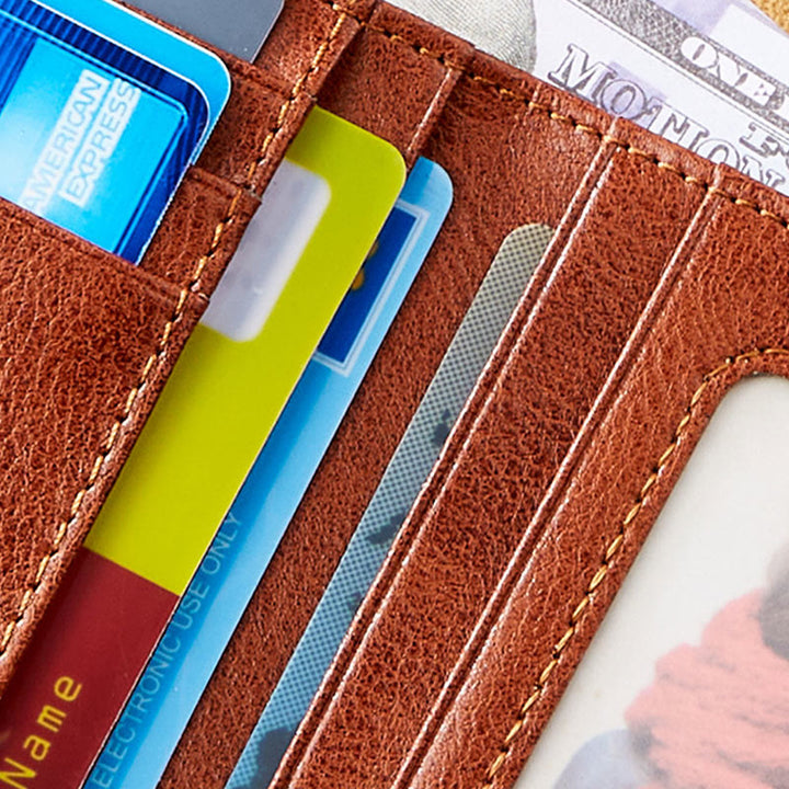 Retro-Geldbörse aus Leder mit RFID-Schutz für Herren