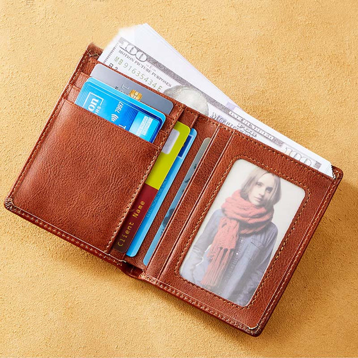 Retro-Geldbörse aus Leder mit RFID-Schutz für Herren