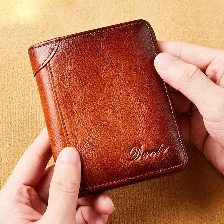 RFID-Geldbörse aus echtem Leder im Vintage-Stil mit Kartenhalter
