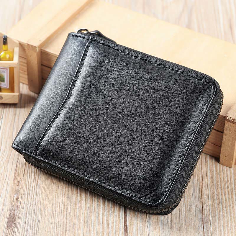 RFID-blockierendes Kartenetui aus Leder mit Rundum-Reißverschluss