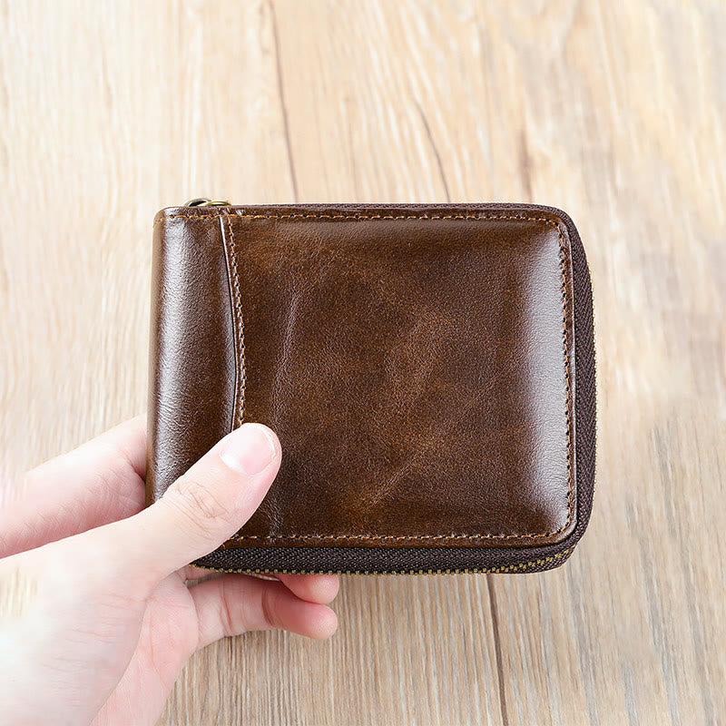 RFID-blockierendes Kartenetui aus Leder mit Rundum-Reißverschluss - image 3