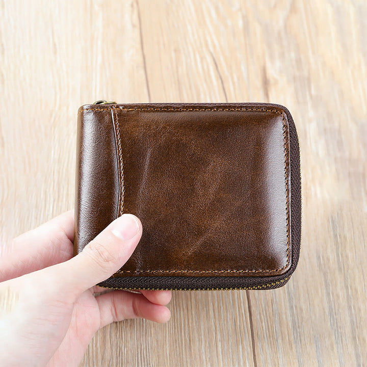 RFID-blockierendes Kartenetui aus Leder mit Rundum-Reißverschluss - image 3