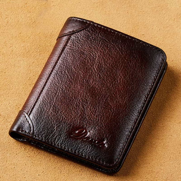 RFID-Geldbörse aus echtem Leder im Vintage-Stil mit Kartenhalter