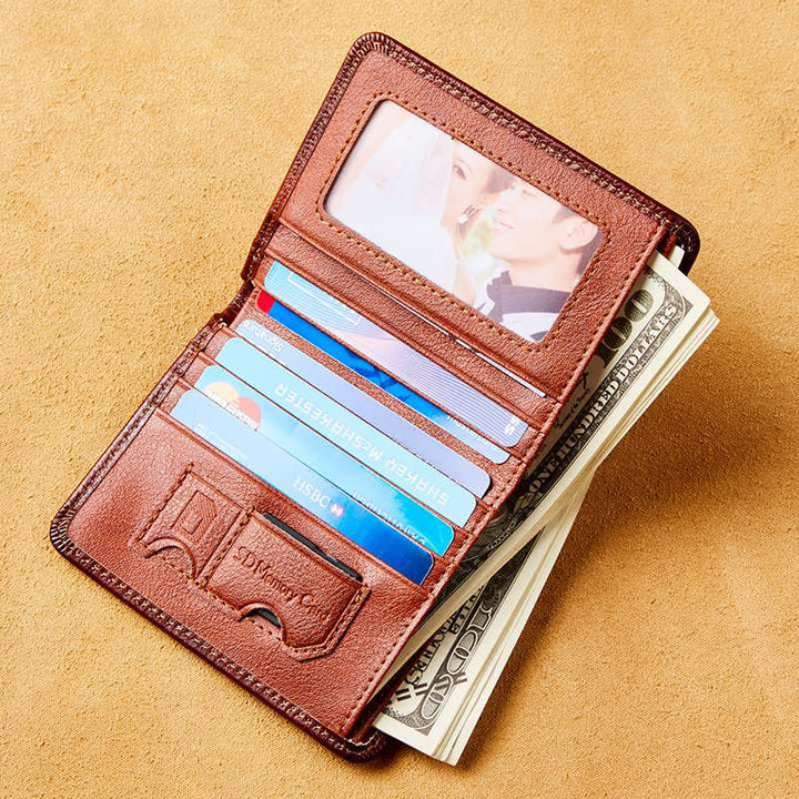 RFID-Geldbörse aus echtem Leder im Vintage-Stil mit Kartenhalter