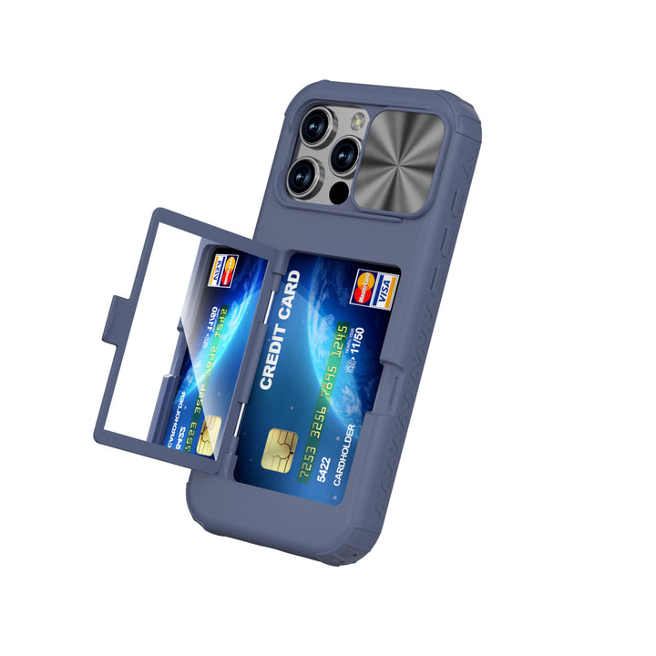 Handy-Wallet-Hülle für iPhone 16 mit integriertem Kartenhalter und verschiebbarem Kameraschutz