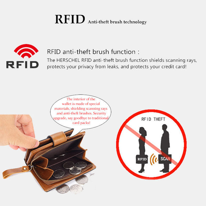 Retro RFID-blockierende zweifach faltbare Lederbrieftasche für Damen