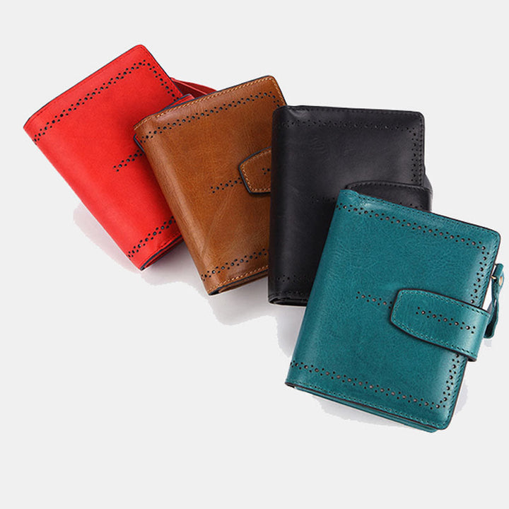 Retro RFID-blockierende zweifach faltbare Lederbrieftasche für Damen