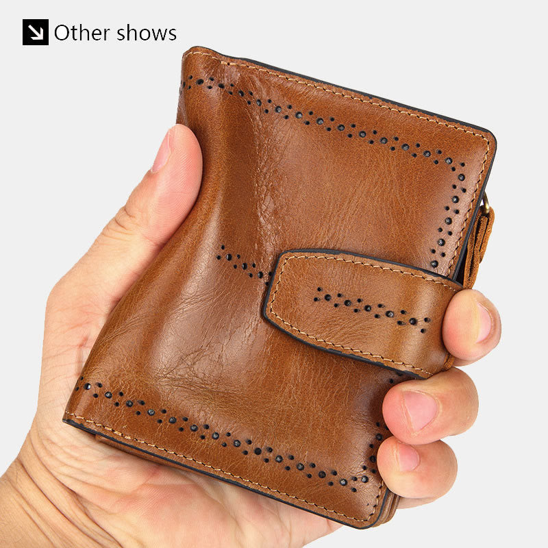 Retro RFID-blockierende zweifach faltbare Lederbrieftasche für Damen