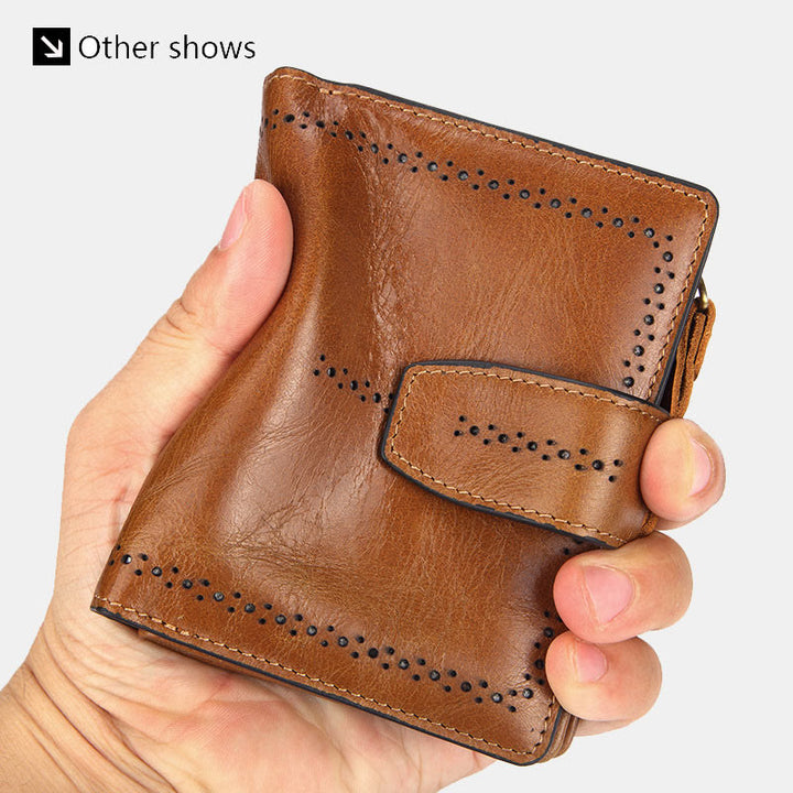 Retro RFID-blockierende zweifach faltbare Lederbrieftasche für Damen