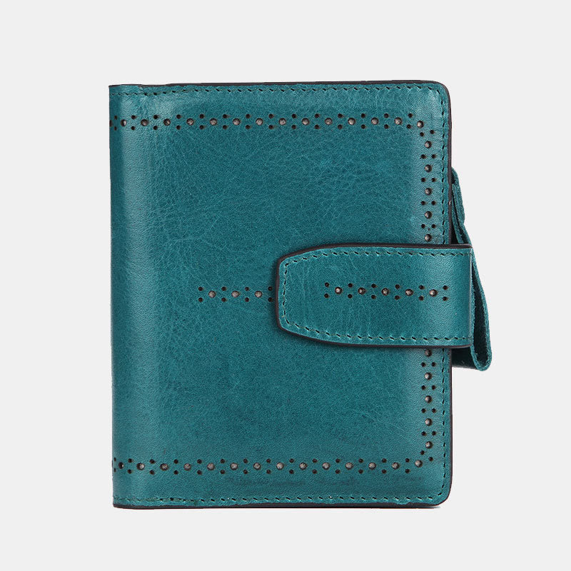 Retro RFID-blockierende zweifach faltbare Lederbrieftasche für Damen