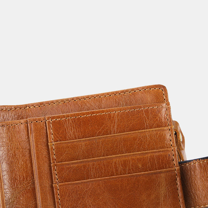 Retro RFID-blockierende zweifach faltbare Lederbrieftasche für Damen