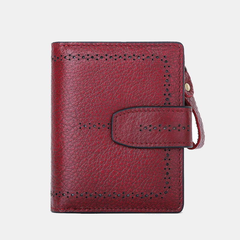 Retro RFID-blockierende zweifach faltbare Lederbrieftasche für Damen