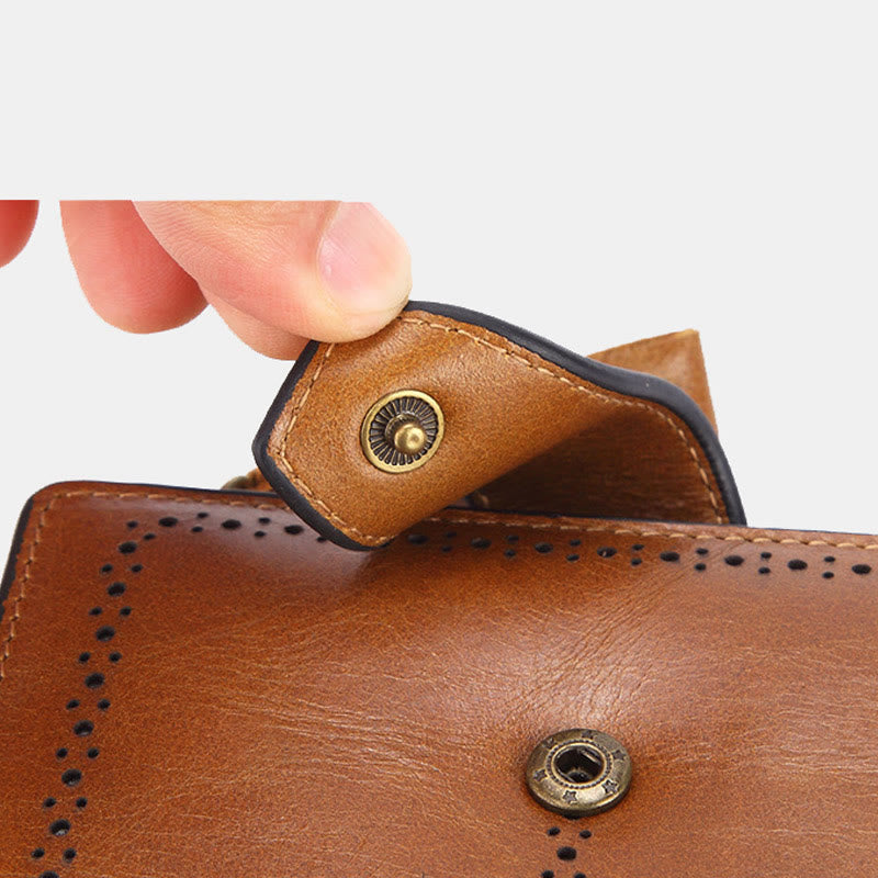 Retro RFID-blockierende zweifach faltbare Lederbrieftasche für Damen