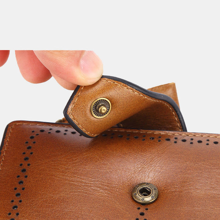 Retro RFID-blockierende zweifach faltbare Lederbrieftasche für Damen