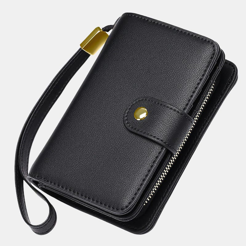 RFID-blockierende Geldbörse aus Kunstleder für Damen mit Handgelenkschlaufe und Reißverschlussfach - Schwarz - image 17