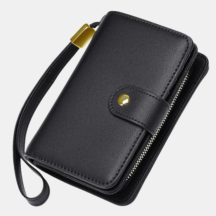 RFID-blockierende Geldbörse aus Kunstleder für Damen mit Handgelenkschlaufe und Reißverschlussfach - Schwarz - image 17