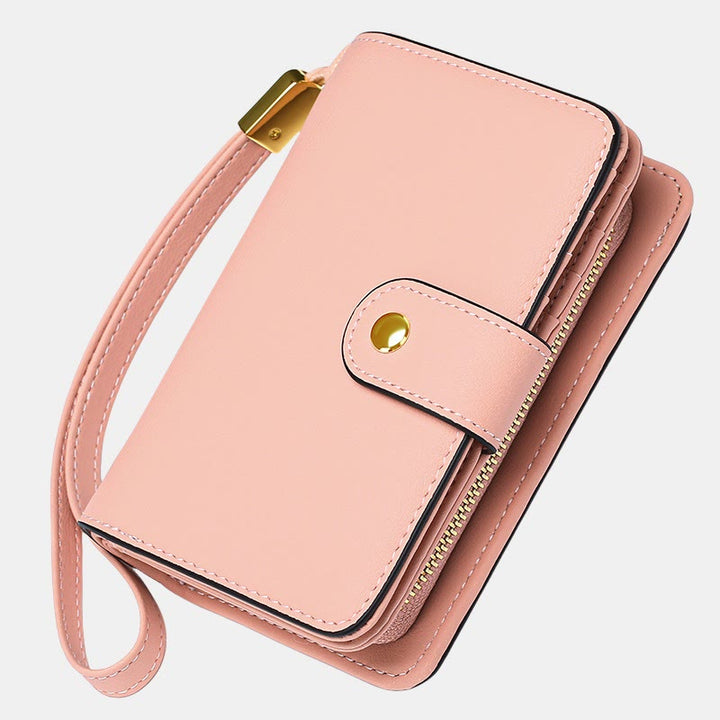 RFID-blockierende Geldbörse aus Kunstleder für Damen mit Handgelenkschlaufe und Reißverschlussfach - Rosa - image 13