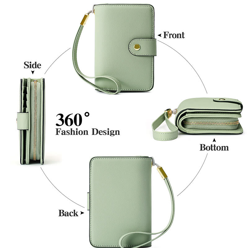 RFID-blockierende Geldbörse aus Kunstleder für Damen mit Handgelenkschlaufe und Reißverschlussfach - image 7