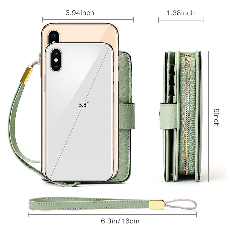 RFID-blockierende Geldbörse aus Kunstleder für Damen mit Handgelenkschlaufe und Reißverschlussfach - image 11