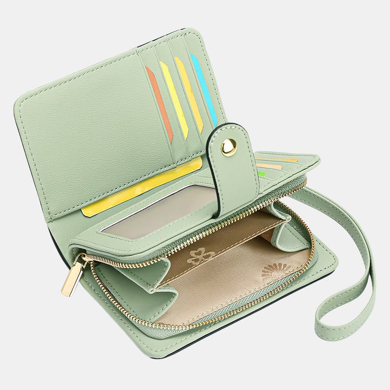 RFID-blockierende Geldbörse aus Kunstleder für Damen mit Handgelenkschlaufe und Reißverschlussfach - image 8