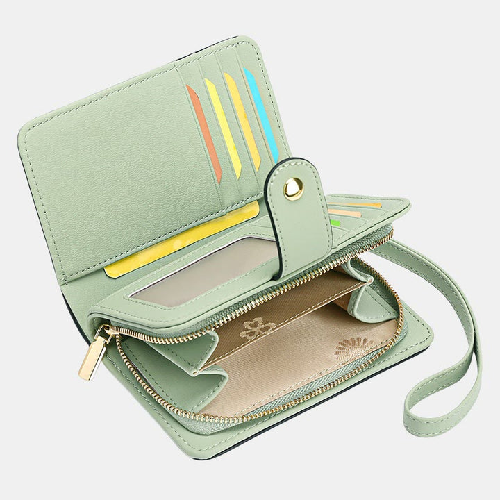 RFID-blockierende Geldbörse aus Kunstleder für Damen mit Handgelenkschlaufe und Reißverschlussfach - image 8