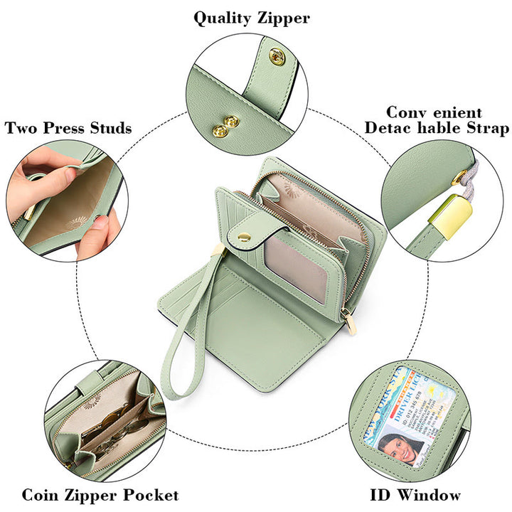RFID-blockierende Geldbörse aus Kunstleder für Damen mit Handgelenkschlaufe und Reißverschlussfach - image 10