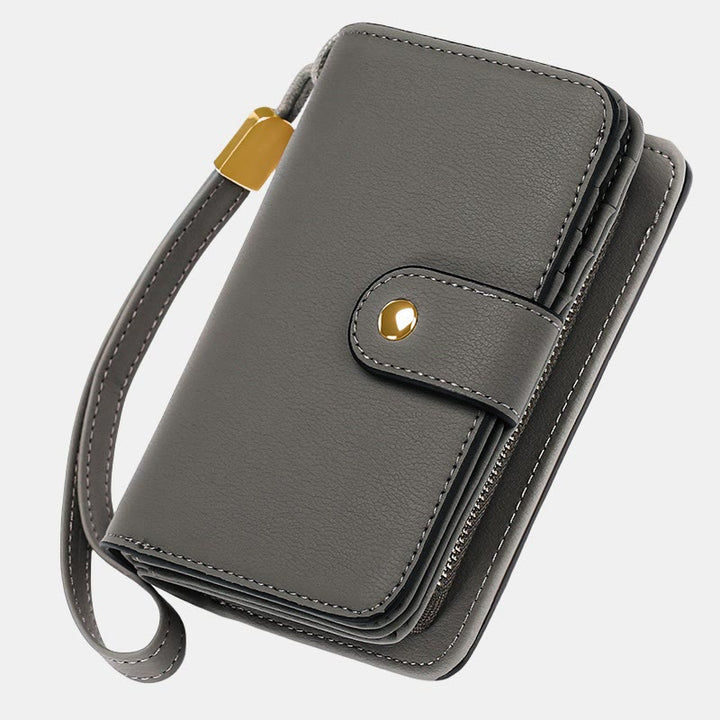 RFID-blockierende Geldbörse aus Kunstleder für Damen mit Handgelenkschlaufe und Reißverschlussfach - Grau - image 16